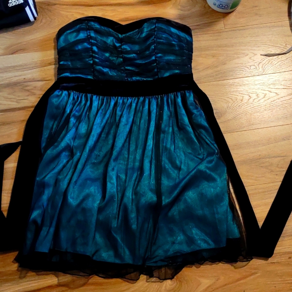 Black blue sequin hearts mini dress 2000s